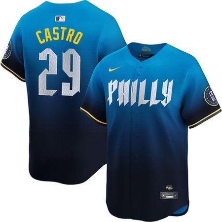 Men's Philadelphia Phillies #29 Rodolfo Castro Blue 2024 City Connect Limited Player Jersey